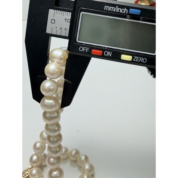Freshwater Pearl Necklace Classic Hand Knotted Elegant Vintage 10k Claps 17" - Picture 6 of 8